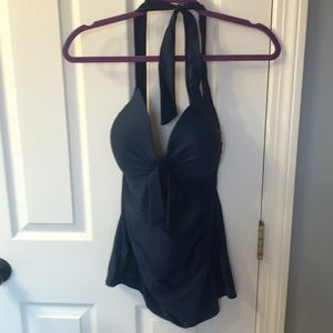 Merona XL halter swim top tankini navy blue